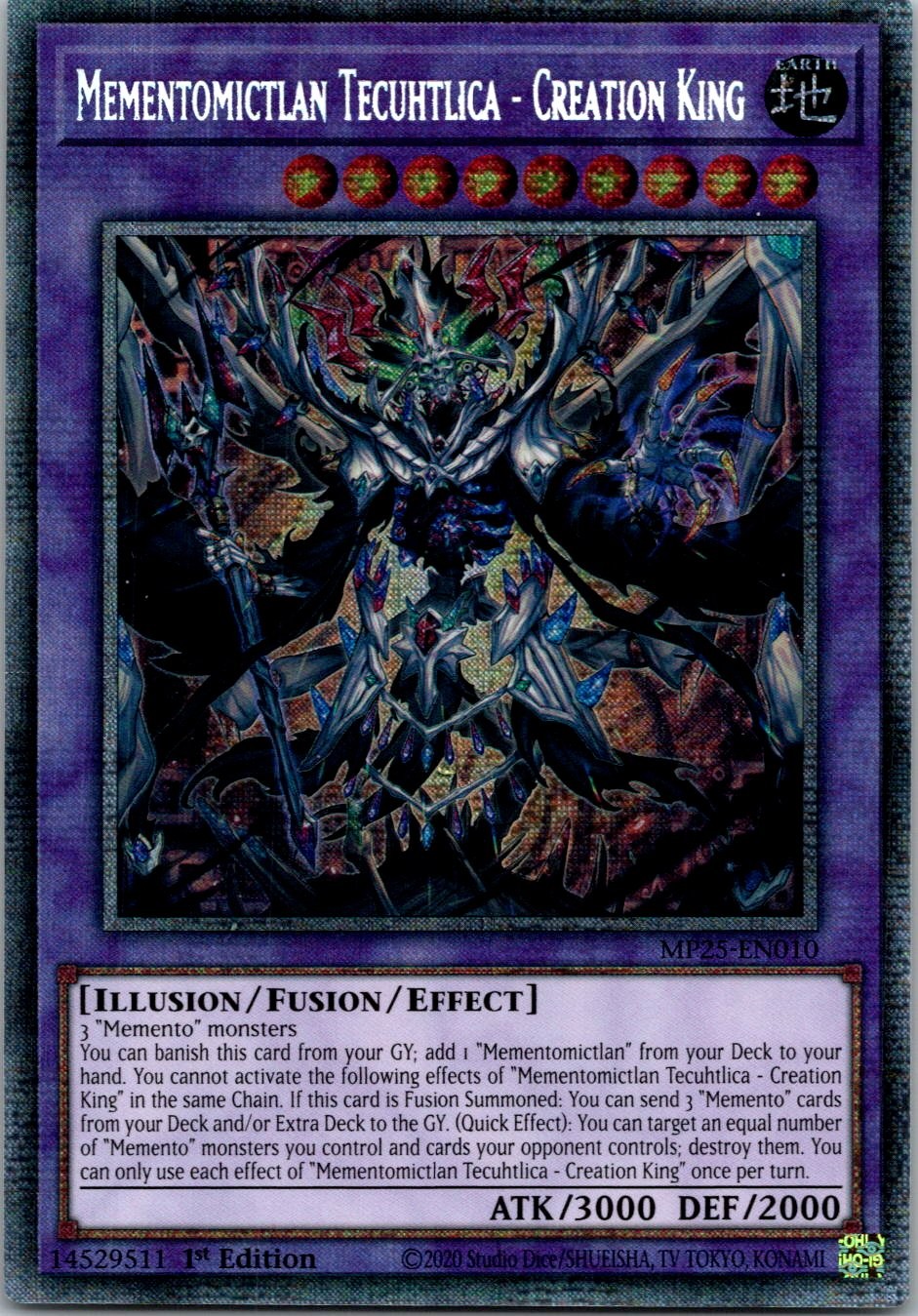 Yugioh Mementomictlan Tecuhtlica - Creation King MP25-EN010 1st Ed Starlight NM