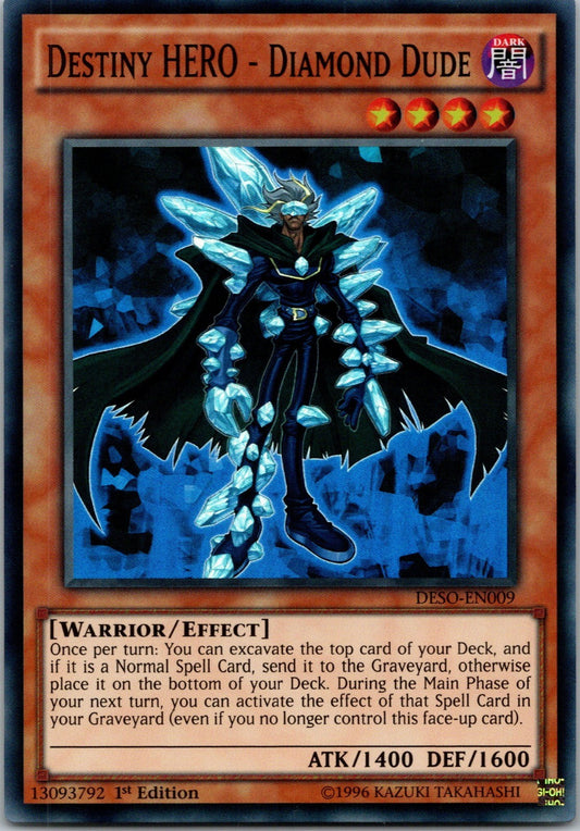 Yugioh Destiny HERO - Diamond Dude DESO-EN009 1st Edition Super Rare NM