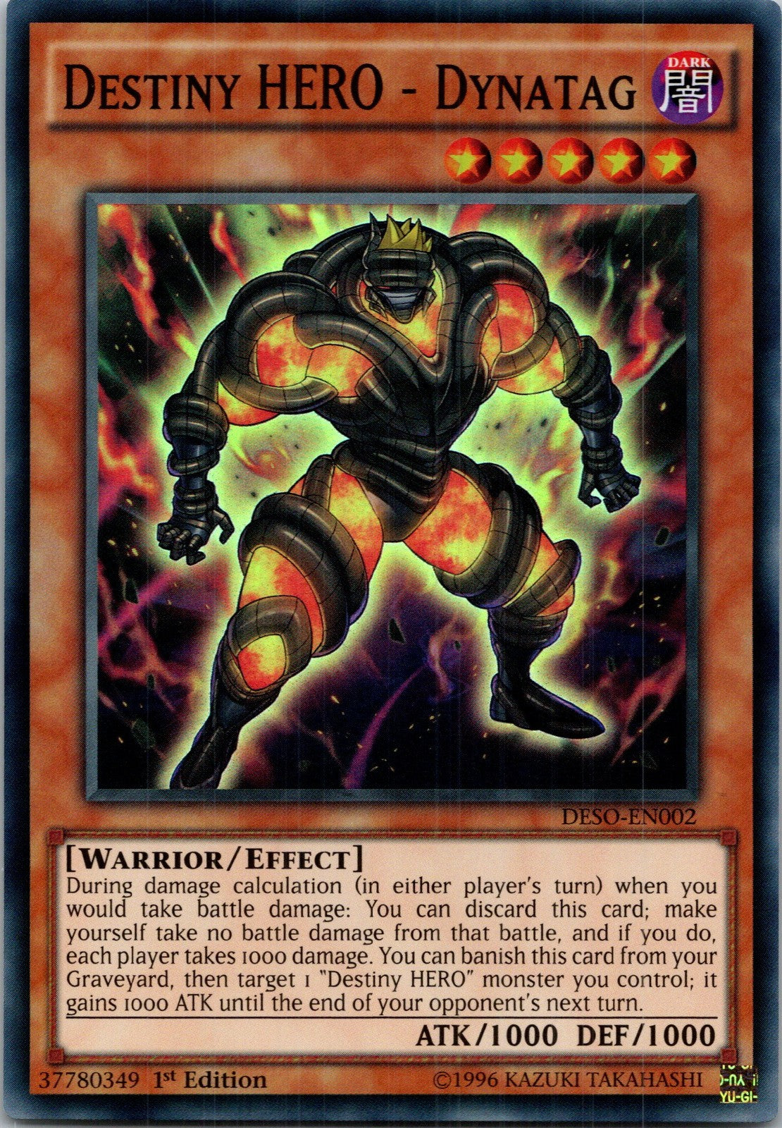 Yugioh Destiny HERO - Dynatag DESO-EN002 1st Edition Super Rare NM