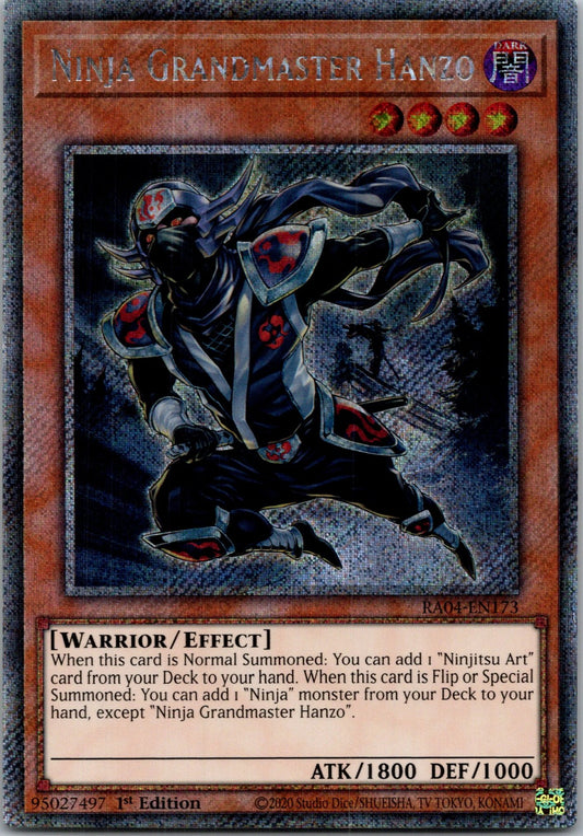 Yugioh Ninja Grandmaster Hanzo RA04-EN173 1st Edition Platinum Secret Rare NM