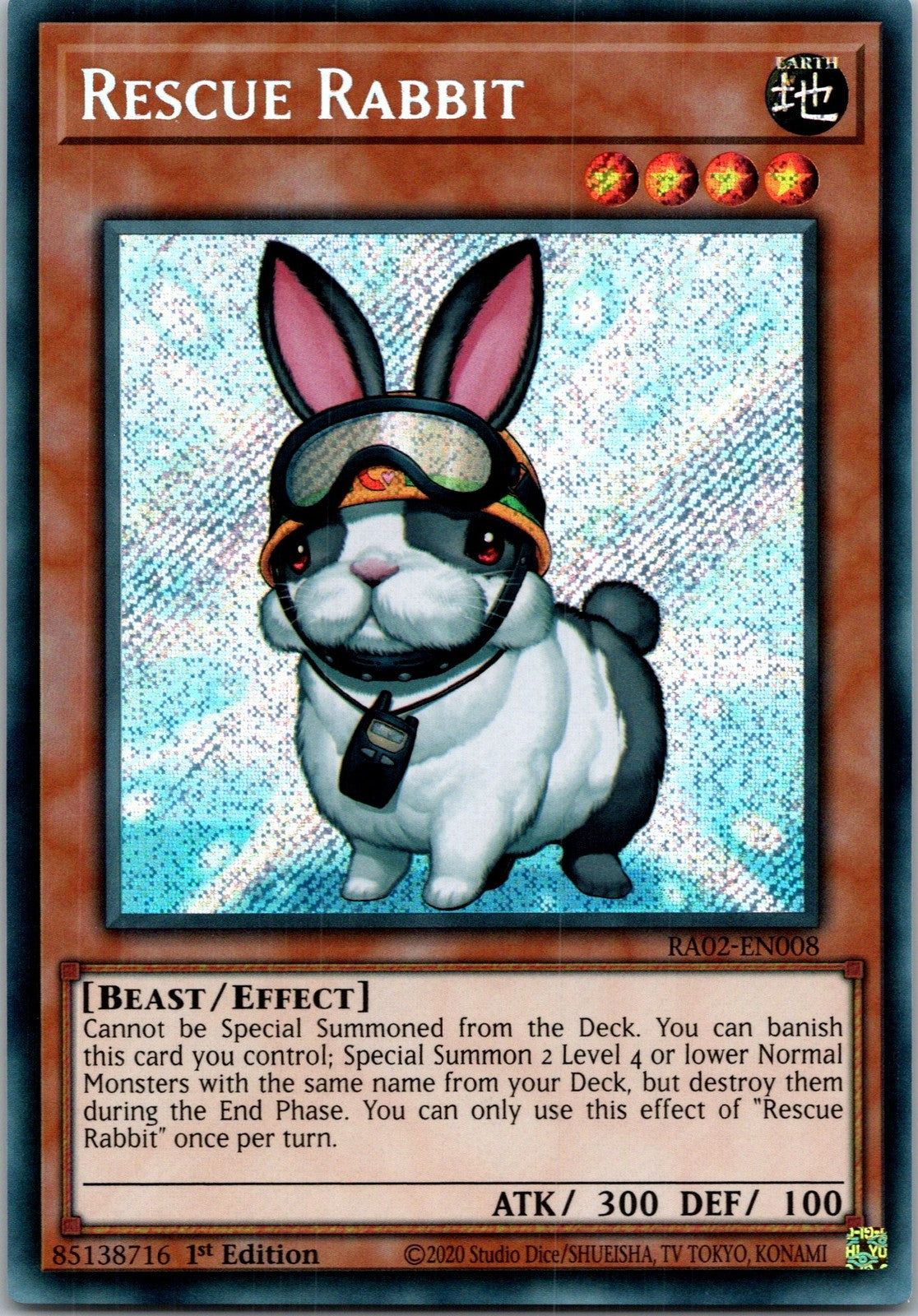 Yugioh Rescue Rabbit (Secret Rare) RA02-EN008 1st Edition Secret Rare NM