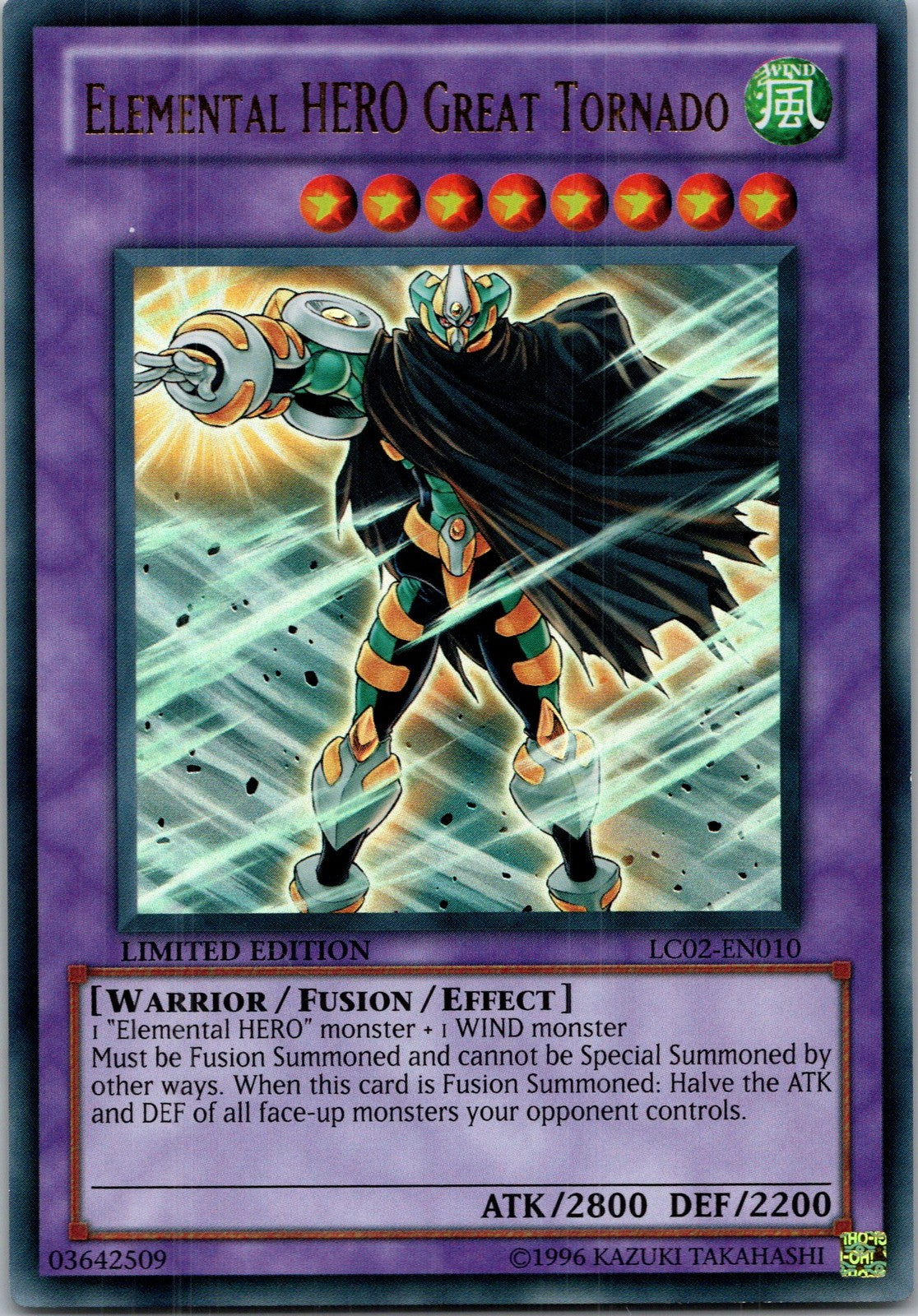 Yugioh Elemental HERO Great Tornado LC02-EN010 Limited Edition Ultra Rare NM