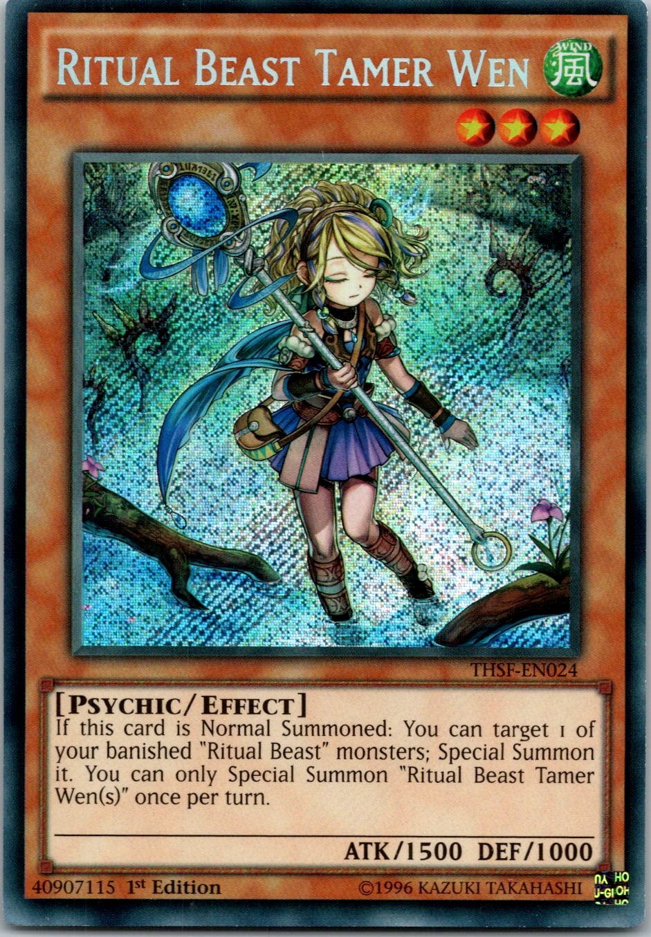 Yugioh Ritual Beast Tamer Wen THSF-EN024 1st Edition Secret Rare NM
