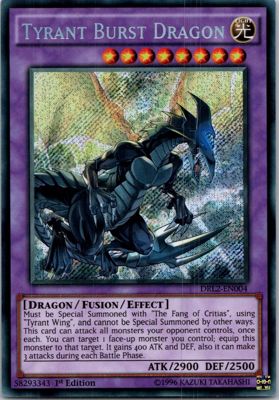 Yugioh Tyrant Burst Dragon DRL2-EN004 1st Edition Secret Rare NM