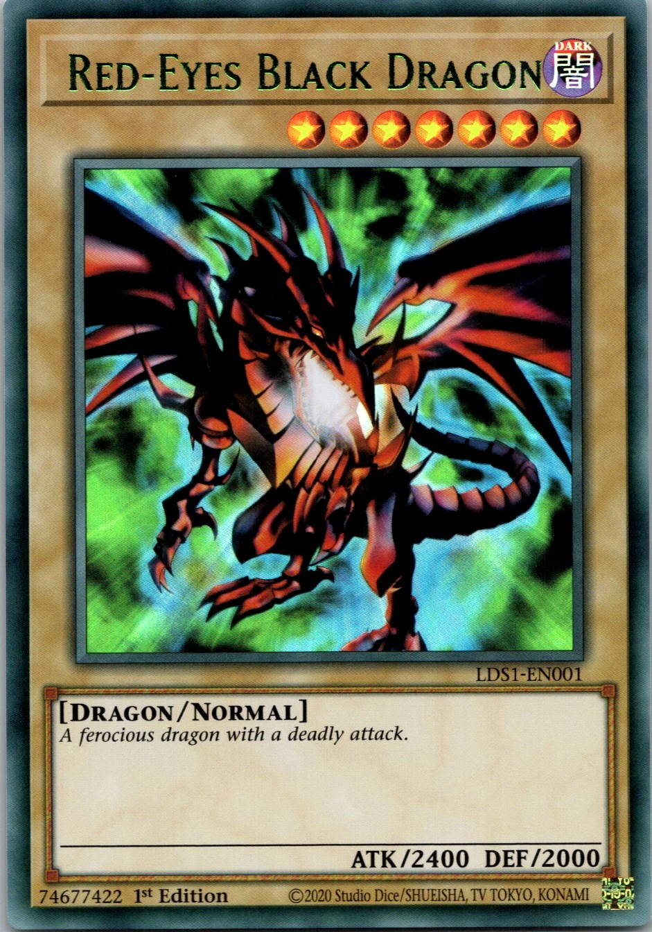 Yugioh Red-Eyes Black Dragon (Green) LDS1-EN001 1st Edition Ultra Rare NM