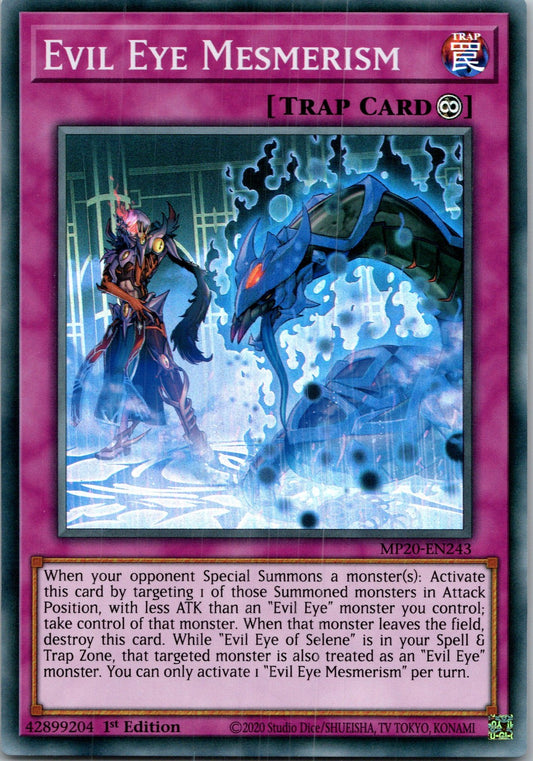 Yugioh Evil Eye Mesmerism MP20-EN243 1st Edition Super Rare NM