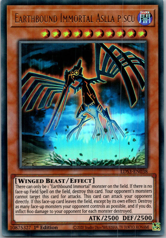 Yugioh Earthbound Immortal Aslla Piscu LDS3-EN038 1st Edition Ultra Rare NM