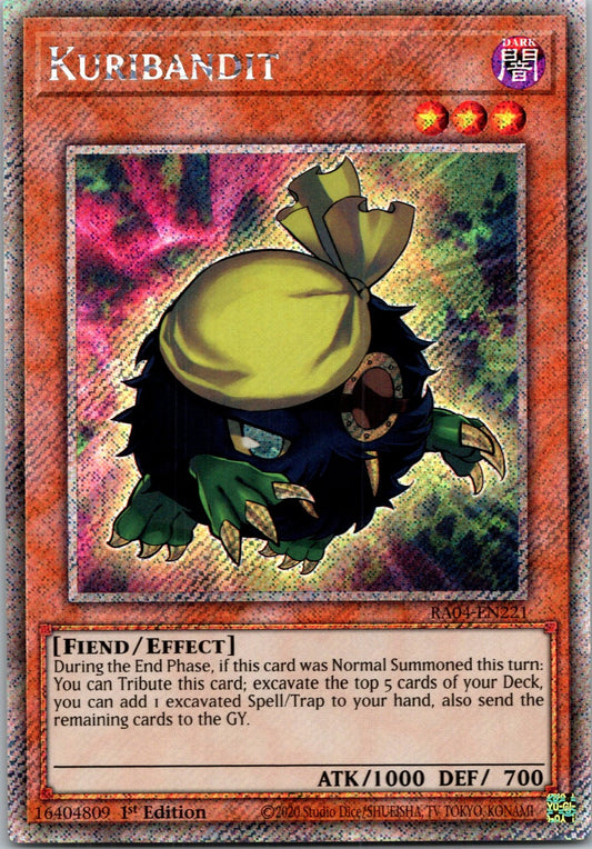 Yugioh Kuribandit RA04-EN221 1st Edition Platinum Secret Rare NM
