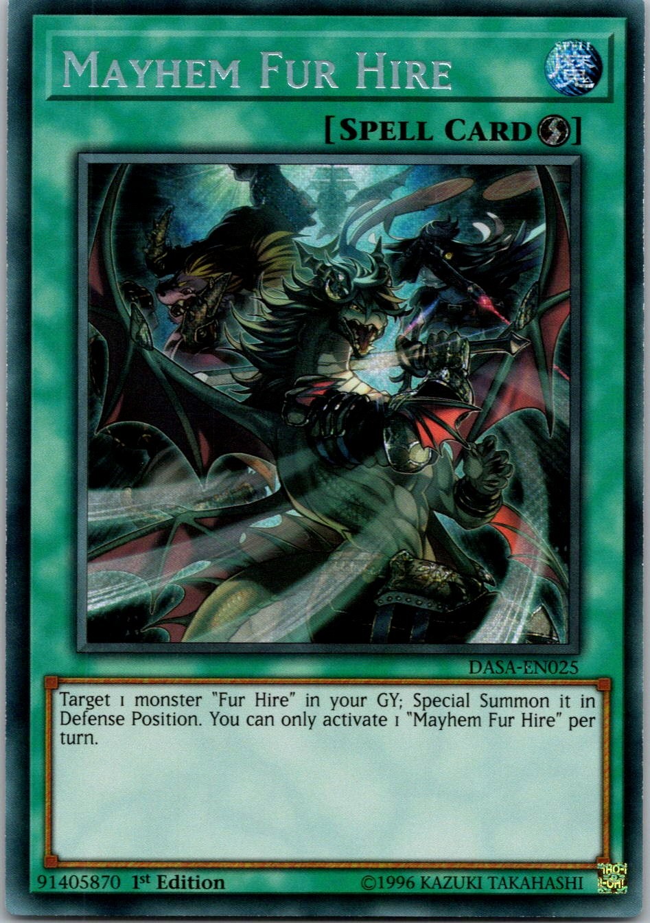 Yugioh Mayhem Fur Hire DASA-EN025 1st Edition Secret Rare NM