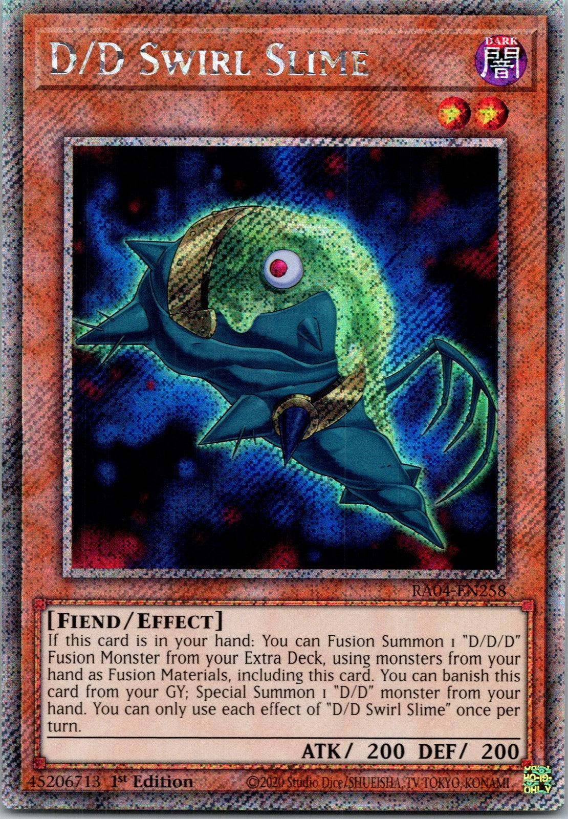Yugioh D/D Swirl Slime RA04-EN258 1st Edition Platinum Secret Rare NM