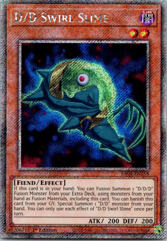 Yugioh D/D Swirl Slime RA04-EN258 1st Edition Platinum Secret Rare NM