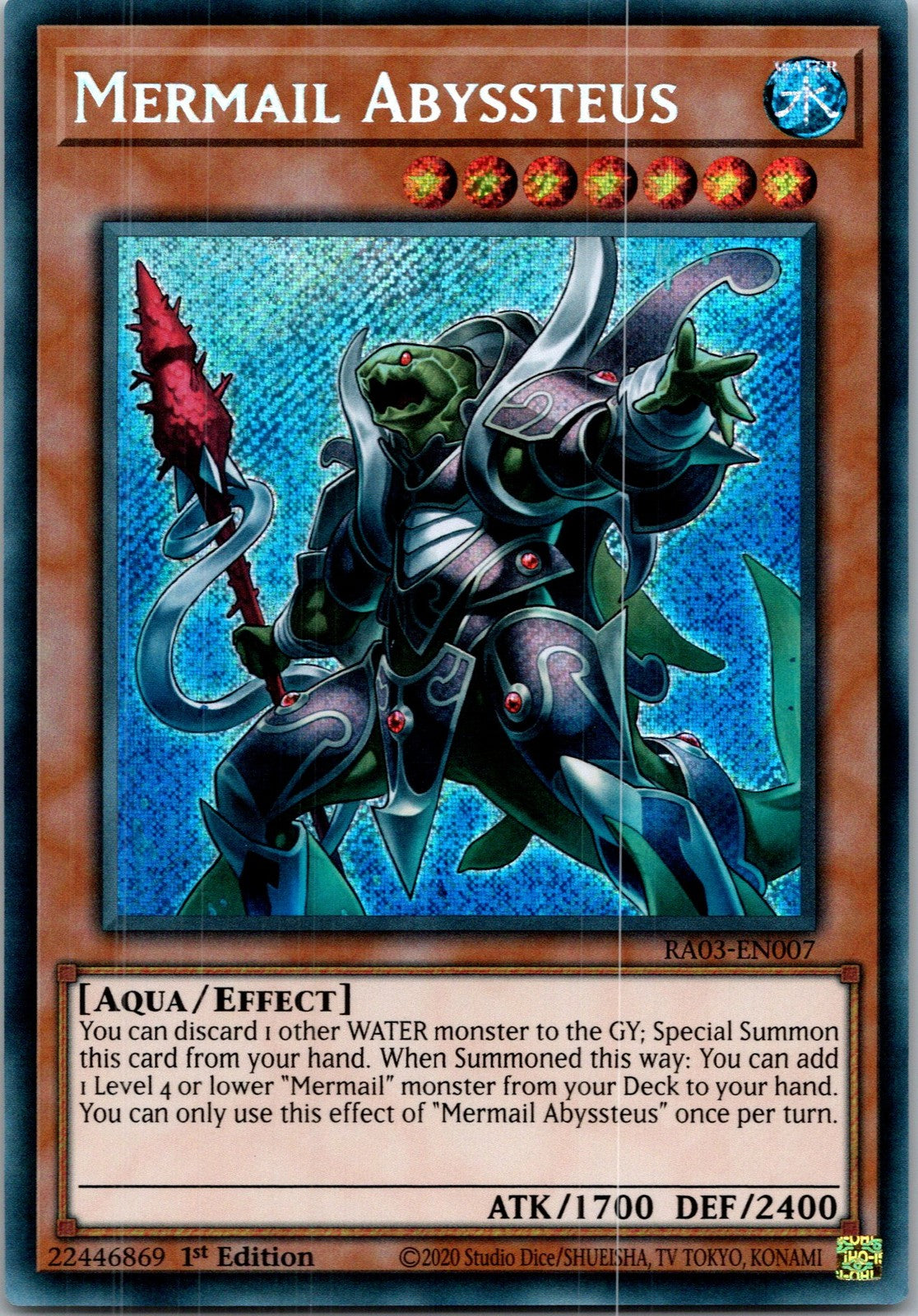 Yugioh Mermail Abyssteus (Secret Rare) RA03-EN007 1st Edition Secret Rare NM