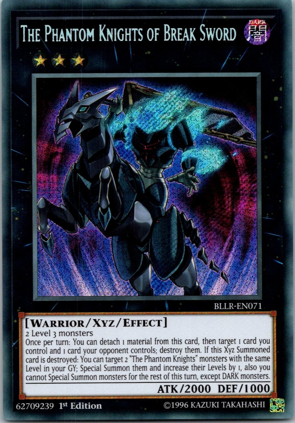 Yugioh The Phantom Knights of Break Sword BLLR-EN071 1st Edition Secret Rare NM