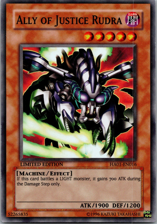 Yugioh Ally of Justice Rudra HA01-EN016 Limited Edition Super Rare NM