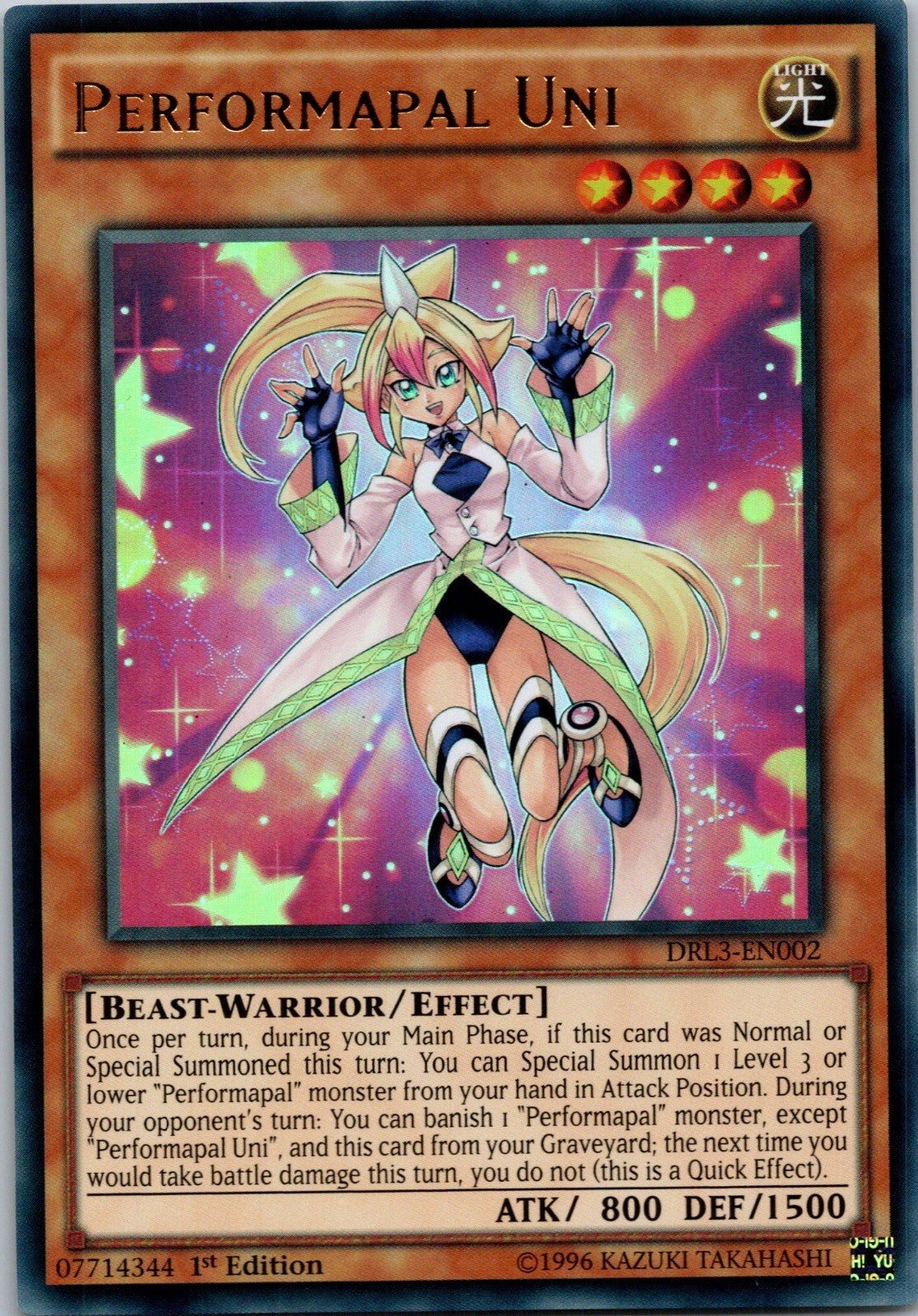 Yugioh Performapal Uni DRL3-EN002 1st Edition Ultra Rare NM