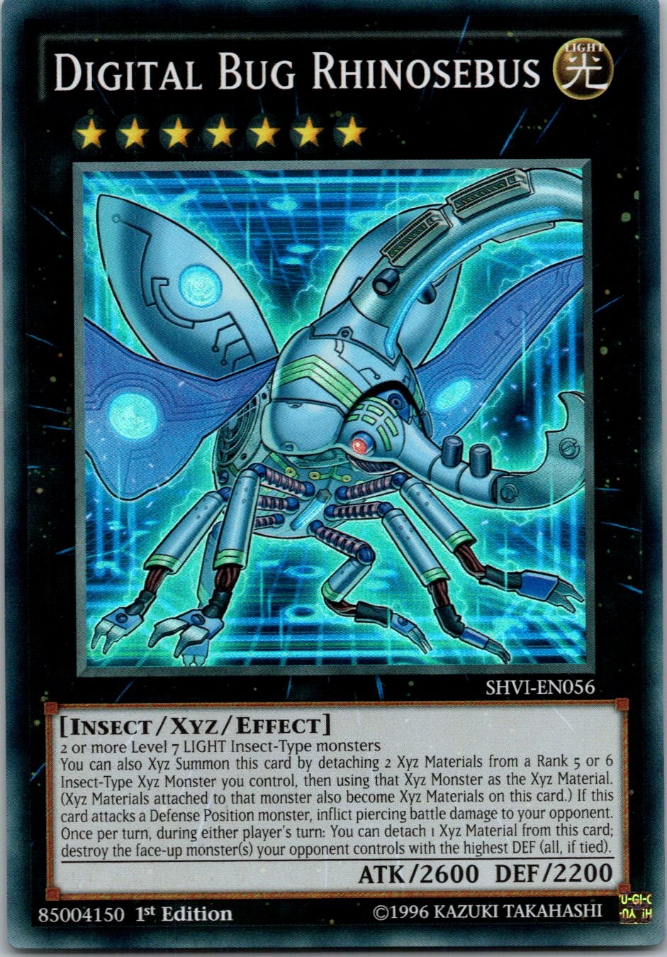 Yugioh Digital Bug Rhinosebus SHVI-EN056 1st Edition Super Rare NM