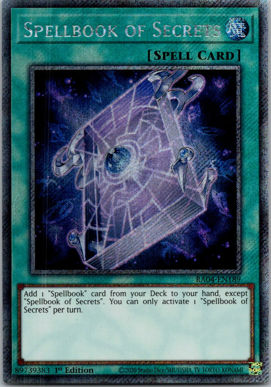 Yugioh Spellbook of Secrets RA04-EN189 1st Edition Platinum Secret Rare NM