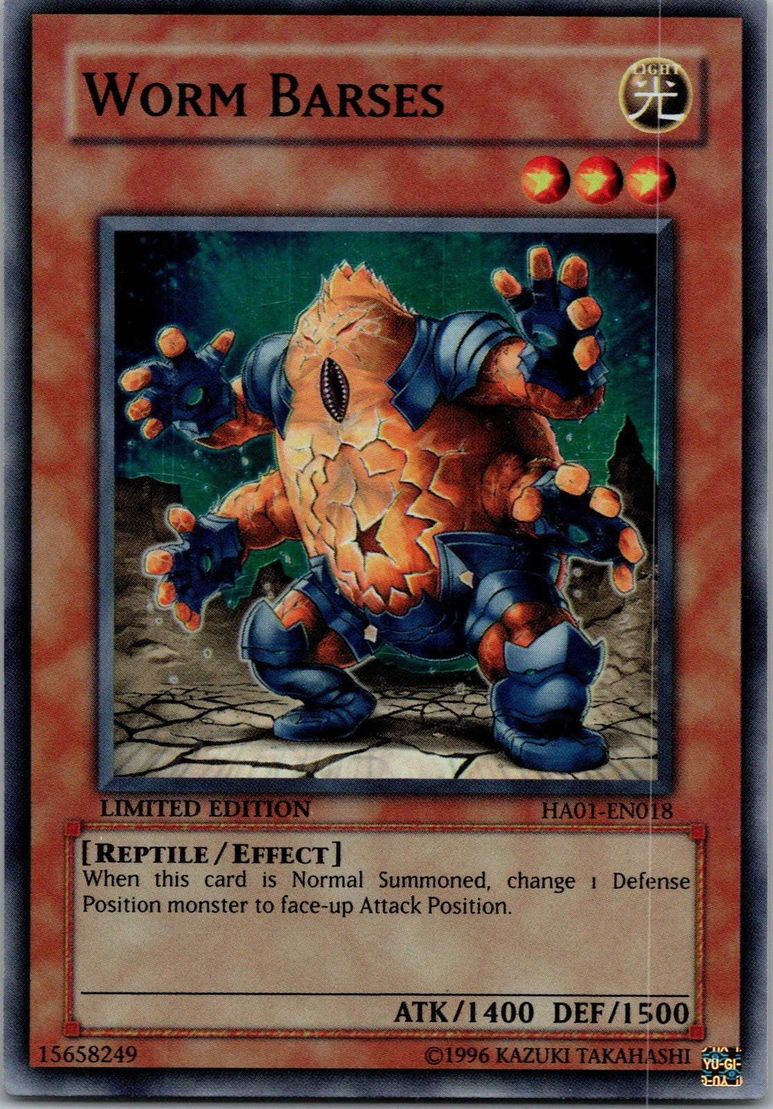 Yugioh Worm Barses HA01-EN018 Limited Edition Super Rare NM