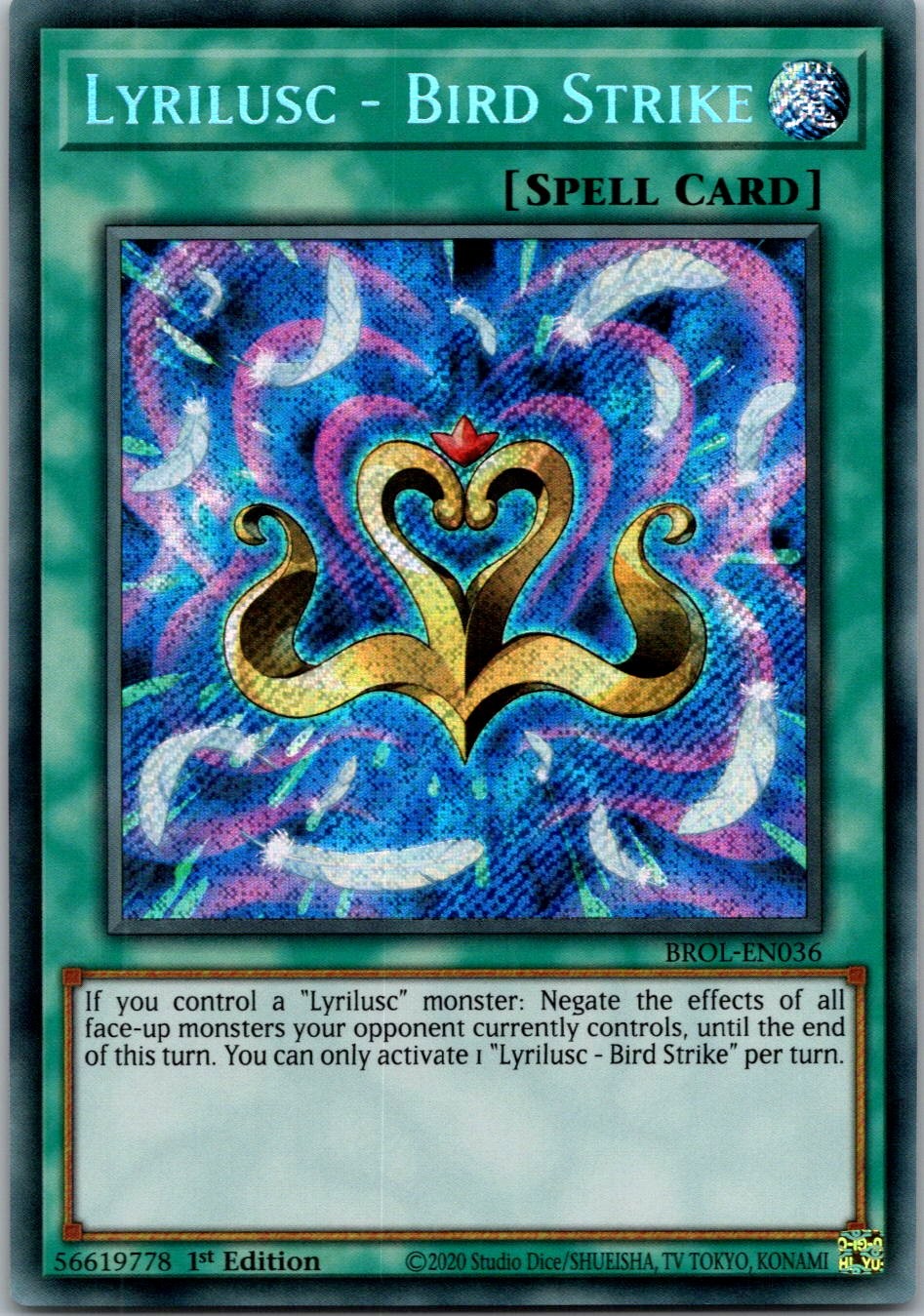Yugioh Lyrilusc - Bird Strike BROL-EN036 1st Edition Secret Rare NM