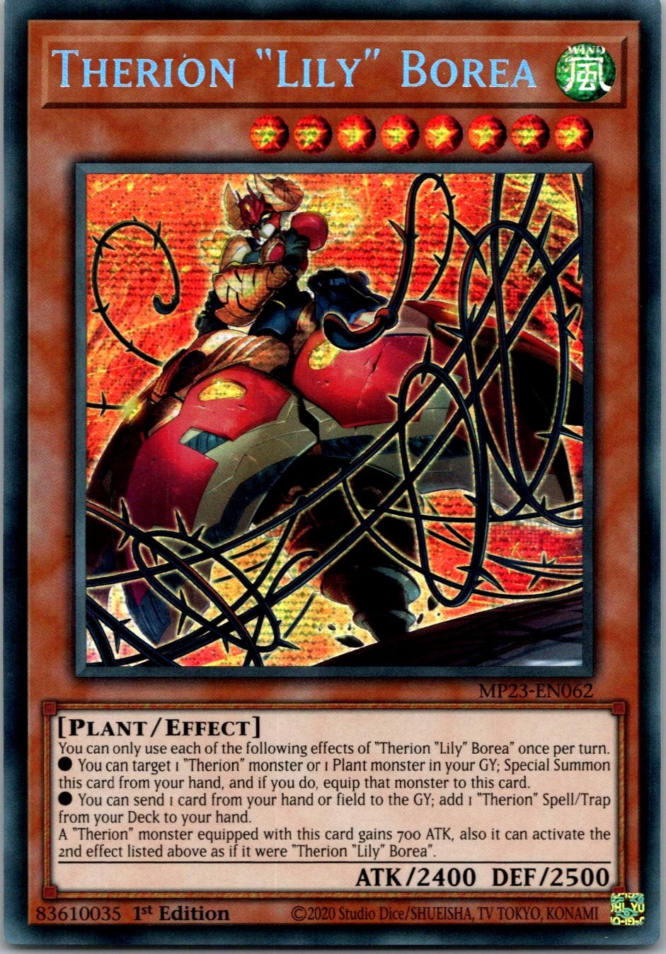 Yugioh Therion "Lily" Borea MP23-EN062 1st Edition Prismatic Secret Rare NM
