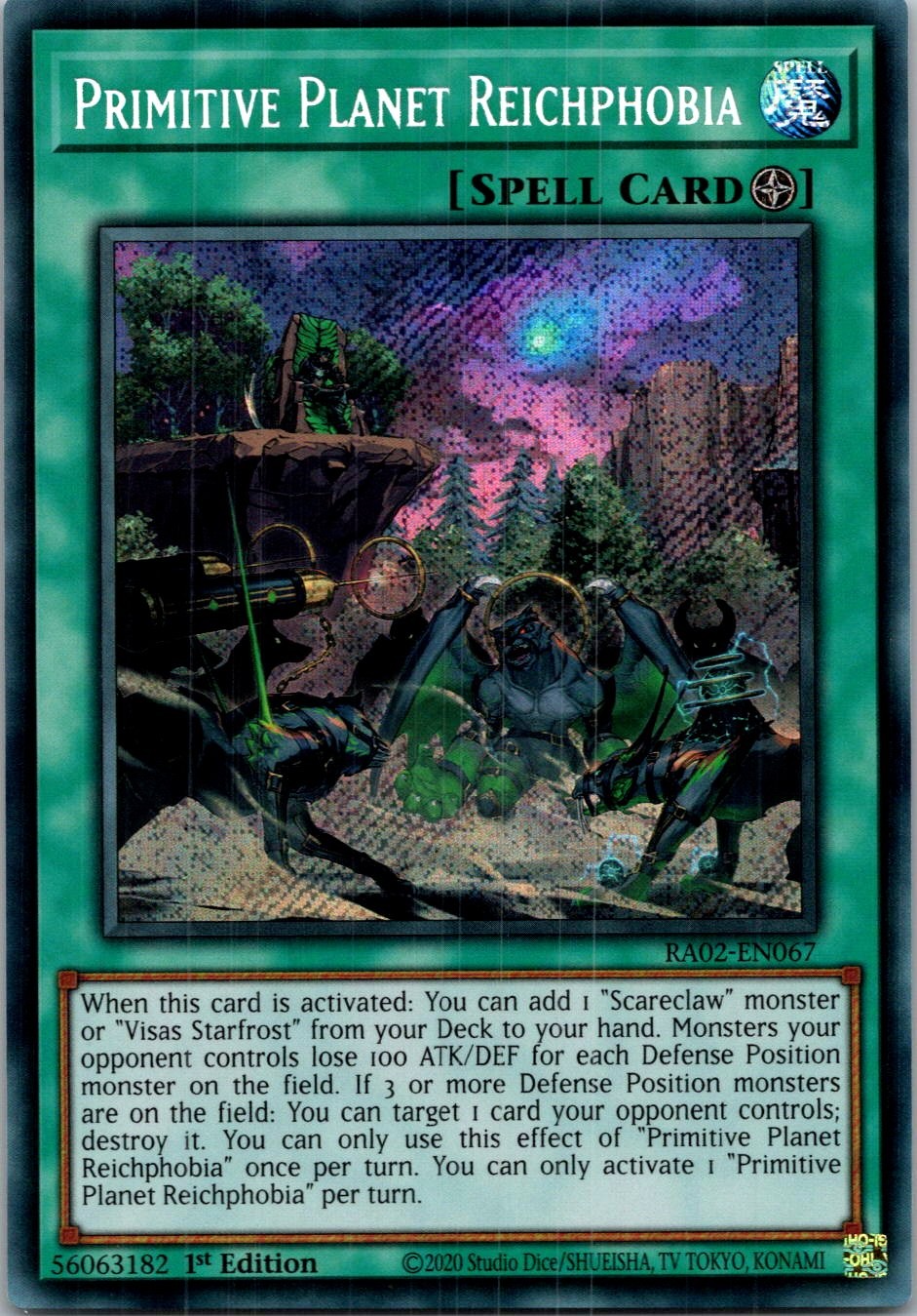 Yugioh Primitive Planet Reichphobia RA02-EN067 1st Edition Secret Rare NM