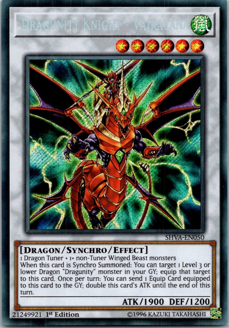 Yugioh Dragunity Knight - Vajrayana SHVA-EN050 1st Edition Secret Rare NM