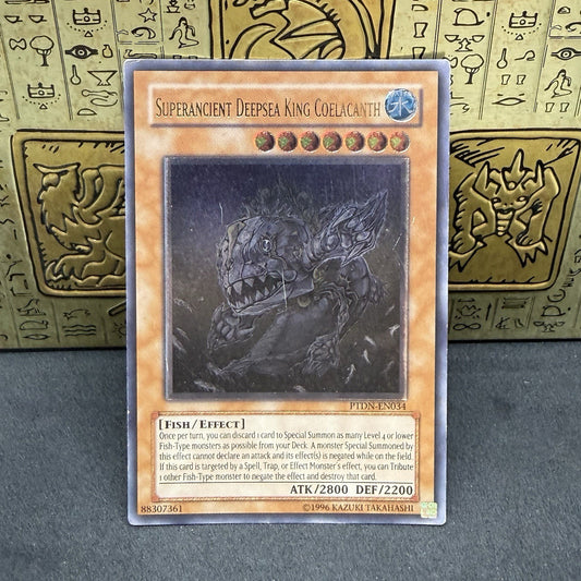 Yugioh Superancient Deepsea King Coelacanth PTDN-EN034 Ultimate Rare MP