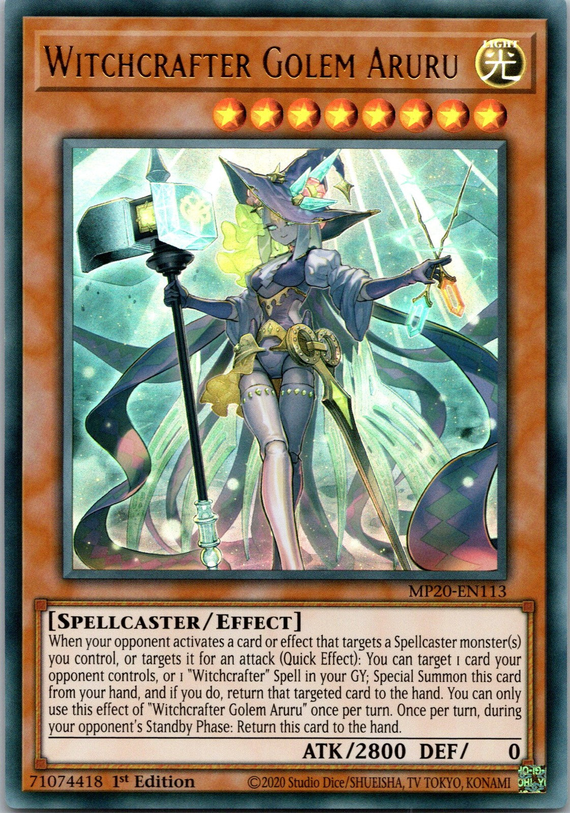 Yugioh Witchcrafter Golem Aruru Structure Deck: Spirit Charmers-SDCH-EN014 1st E