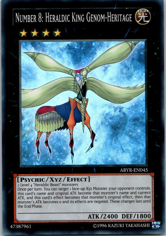 Yugioh Number 8: Heraldic King Genom-Heritage ABYR-EN045 Super Rare NM