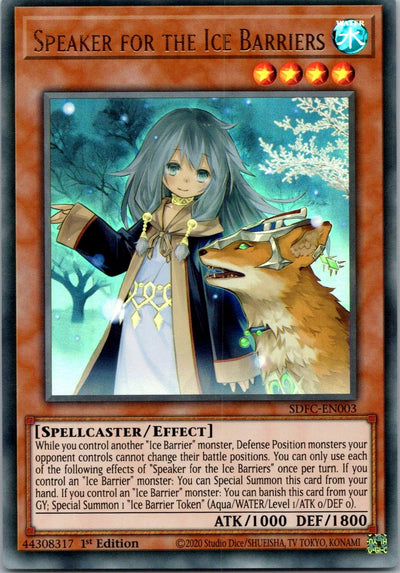Yugioh Speaker for the Ice Barriers SDFC-EN003 1st Edition Ultra Rare NM
