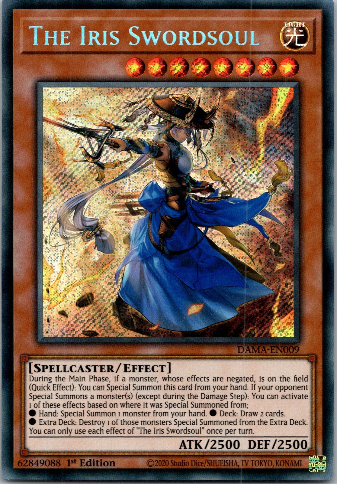 Yugioh The Iris Swordsoul DAMA-EN009 1st Edition Secret Rare NM