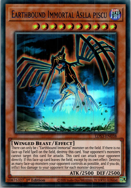 Yugioh Earthbound Immortal Aslla Piscu (Blue) LDS3-EN038 1st Edition Ultra Rare
