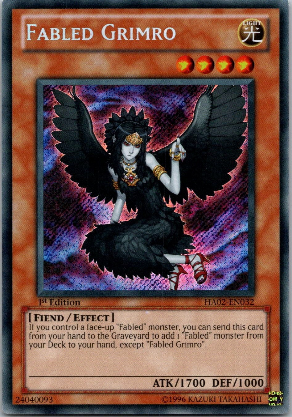Yugioh Fabled Grimro HA02-EN032 1st Edition Secret Rare NM