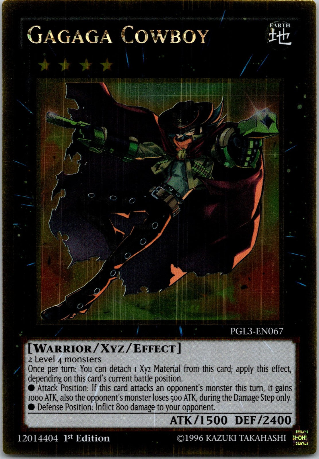 Yugioh Gagaga Cowboy PGL3-EN067 1st Edition Gold Rare NM