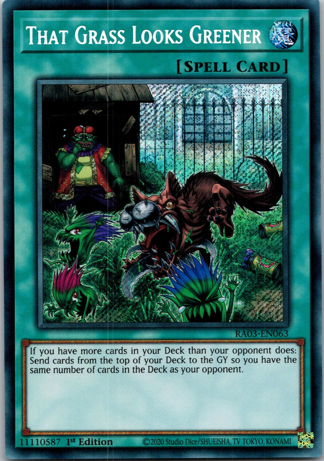 Yugioh That Grass Looks Greener RA03-EN063 1st Edition Secret Rare NM
