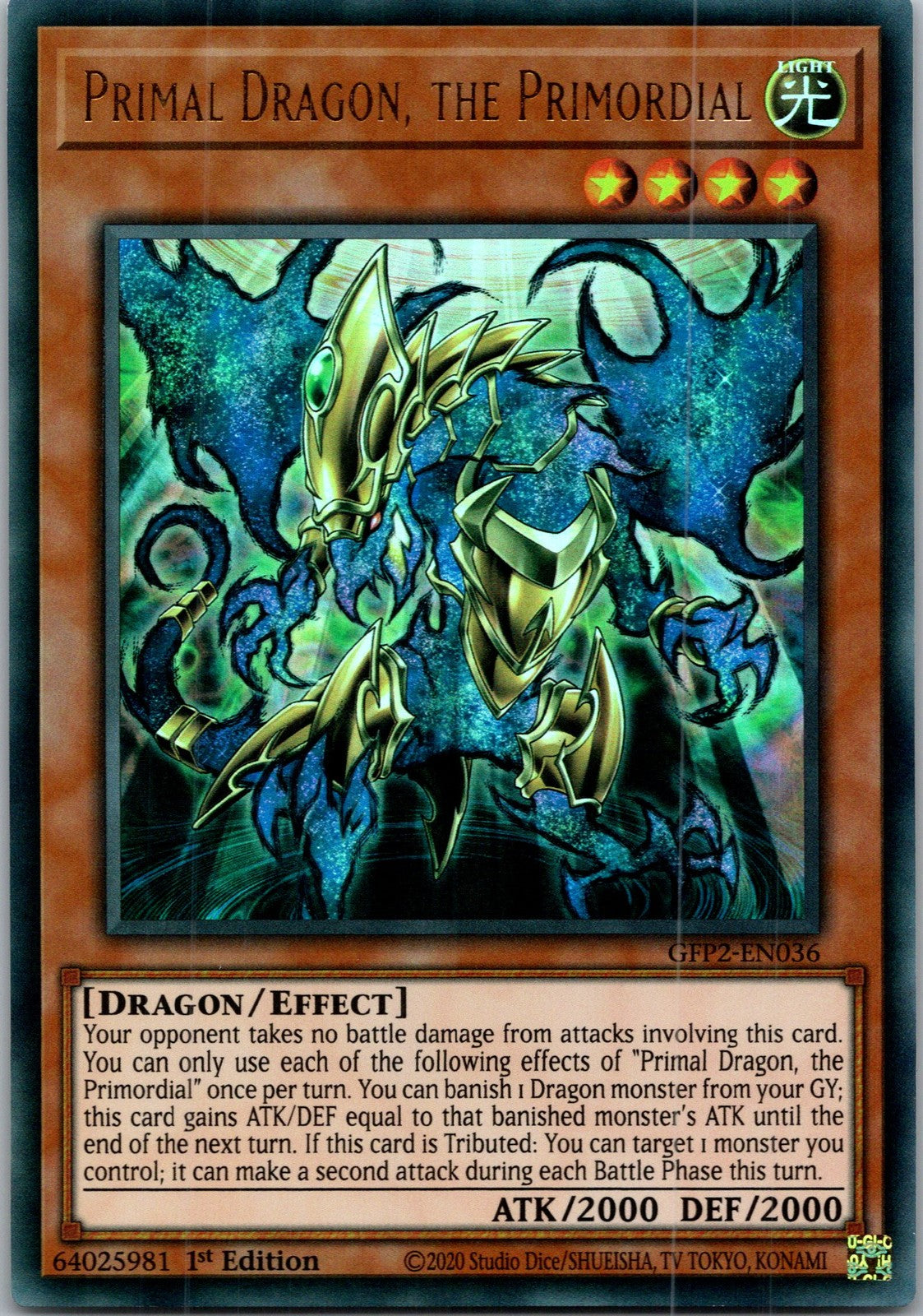 Yugioh Primal Dragon, the Primordial GFP2-EN036 1st Edition Ultra Rare NM