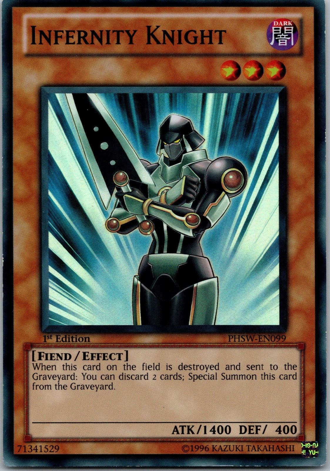 Yugioh Infernity Knight PHSW-EN099 1st Edition Super Rare NM