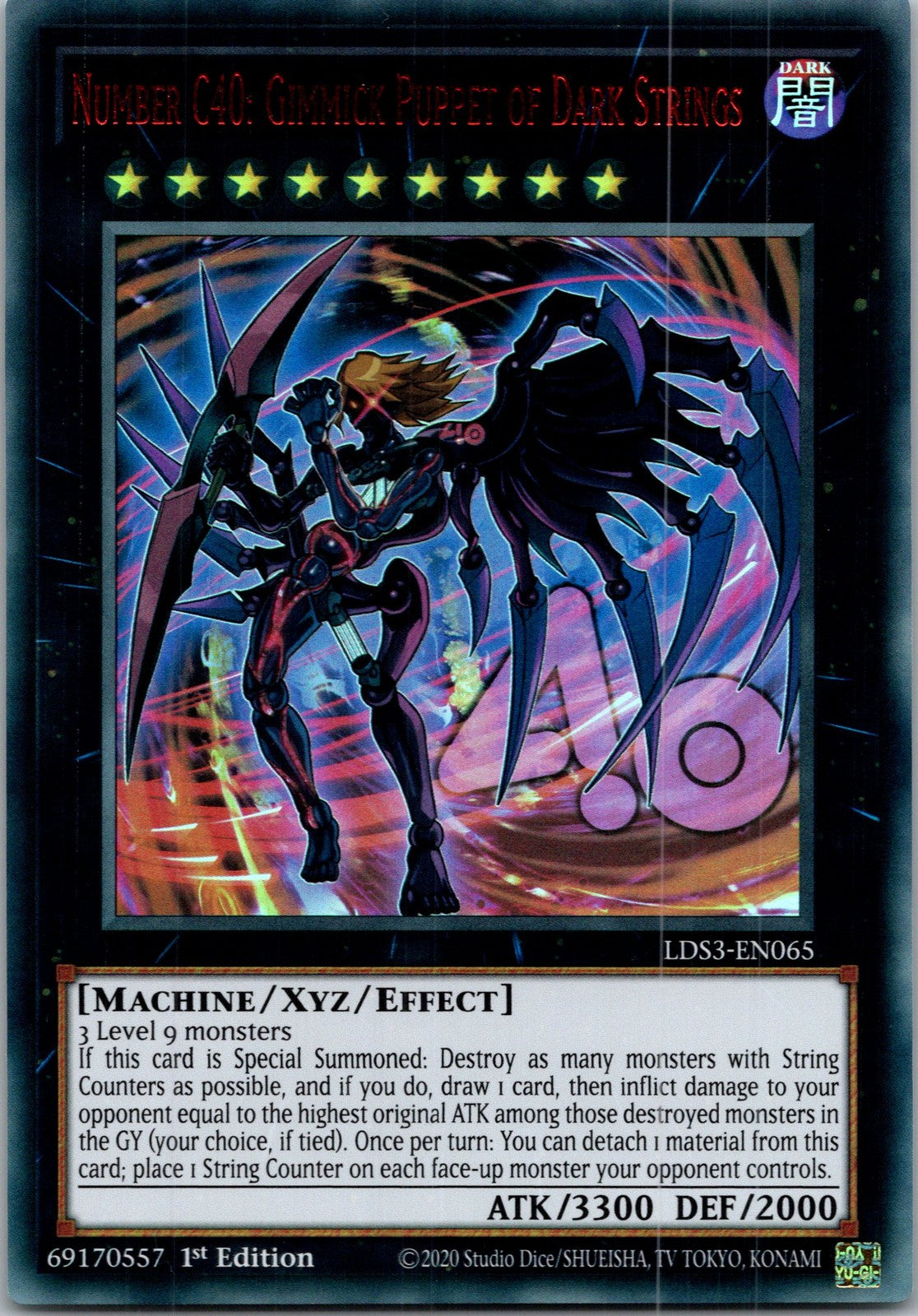 Yugioh Number C40: Gimmick Puppet of Dark Strings (Red) LDS3-EN065 1st Ed Ultra
