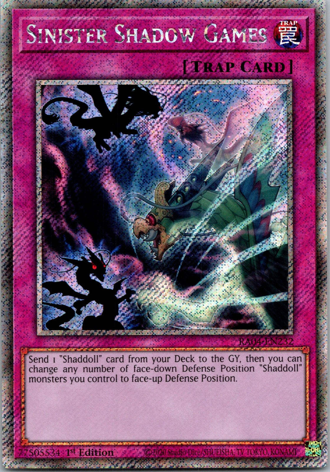 Yugioh Sinister Shadow Games RA04-EN232 1st Edition Platinum Secret Rare NM