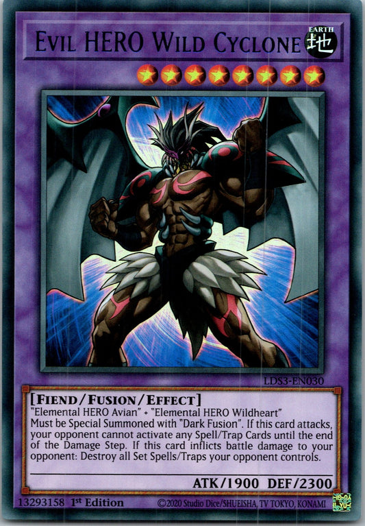 Yugioh Evil HERO Wild Cyclone (Blue) LDS3-EN030 1st Edition Ultra Rare NM