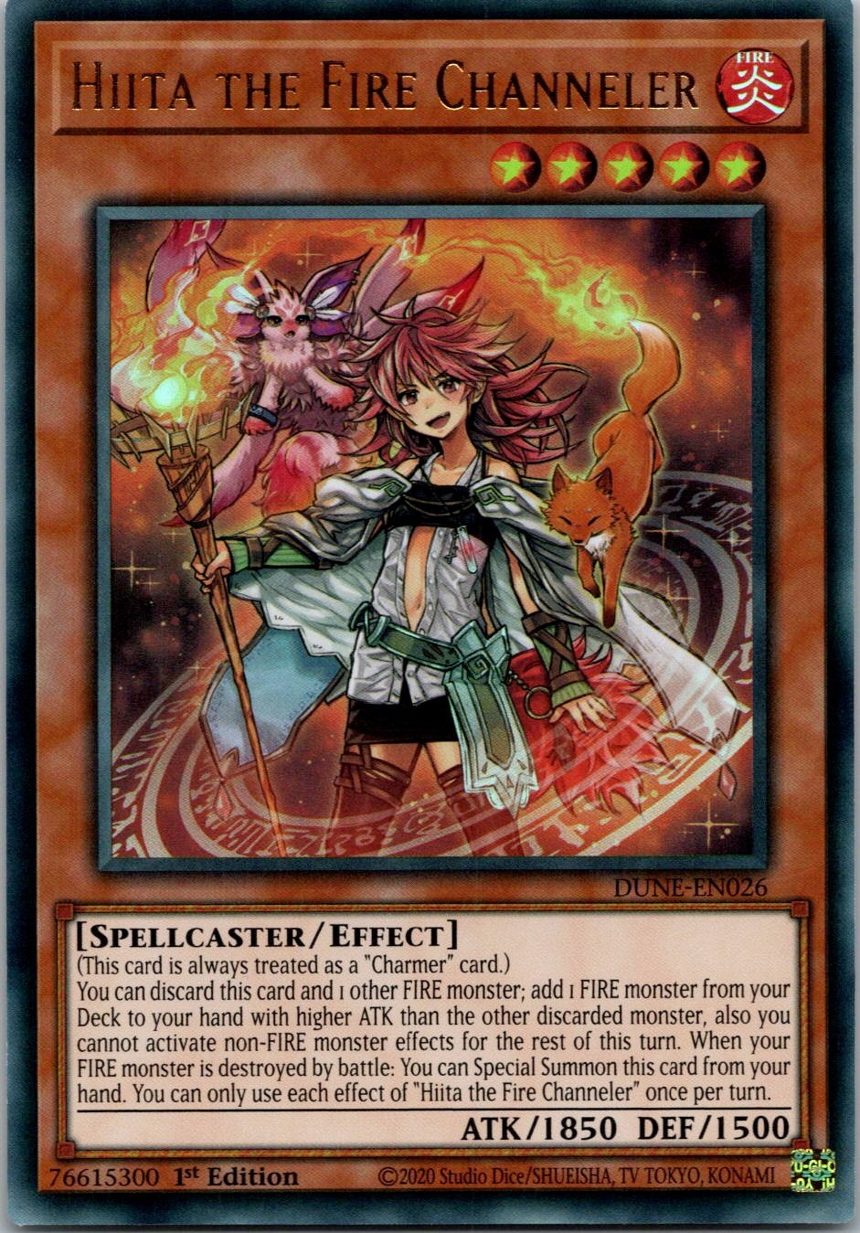 Yugioh Hiita the Fire Channeler DUNE-EN026 1st Edition Ultra Rare NM