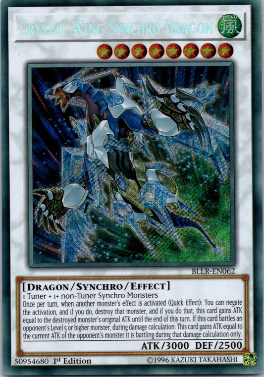 Yugioh Crystal Wing Synchro Dragon BLLR-EN062 1st Edition Secret Rare NM