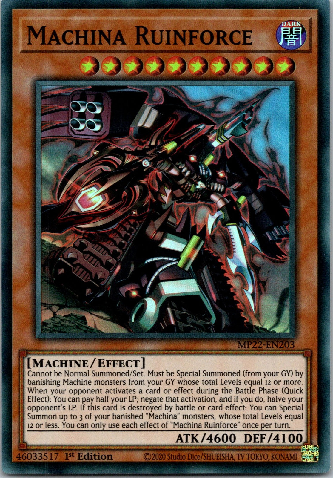 Yugioh Machina Ruinforce MP22-EN203 1st Edition Super Rare NM