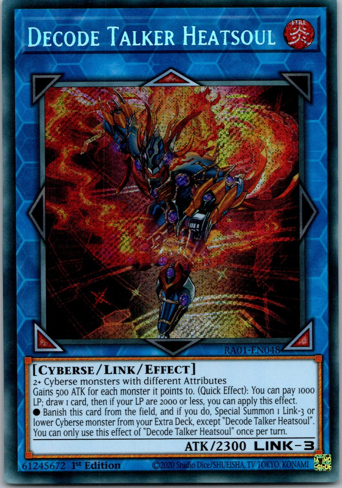Yugioh Decode Talker Heatsoul RA01-EN048 1st Edition Secret Rare NM