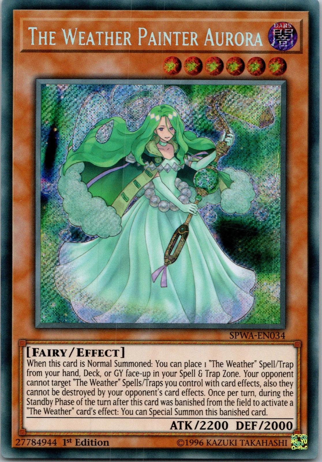 Yugioh The Weather Painter Aurora SPWA-EN034 1st Edition Secret Rare NM