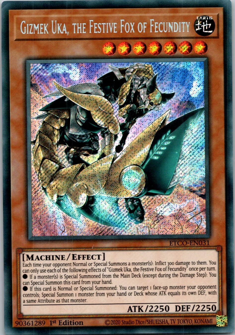 Yugioh Gizmek Uka, the Festive Fox of Fecundity ETCO-EN031 1st Edition Secret NM