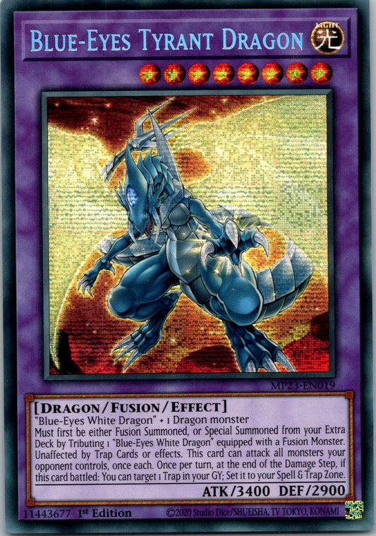Yugioh Blue-Eyes Tyrant Dragon MP23-EN019 1st Edition Prismatic Secret Rare NM