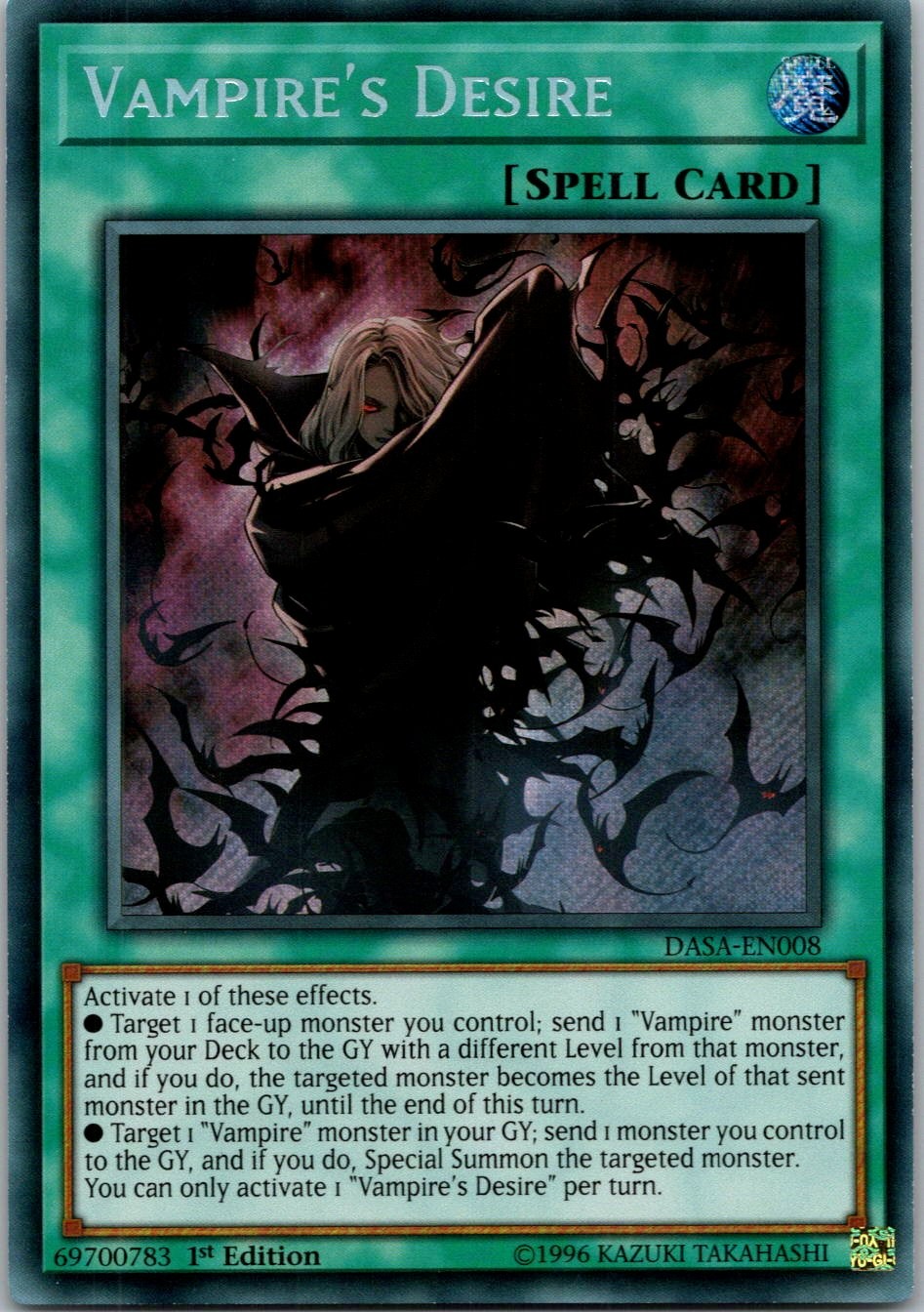 Yugioh Vampire's Desire DASA-EN008 1st Edition Secret Rare NM