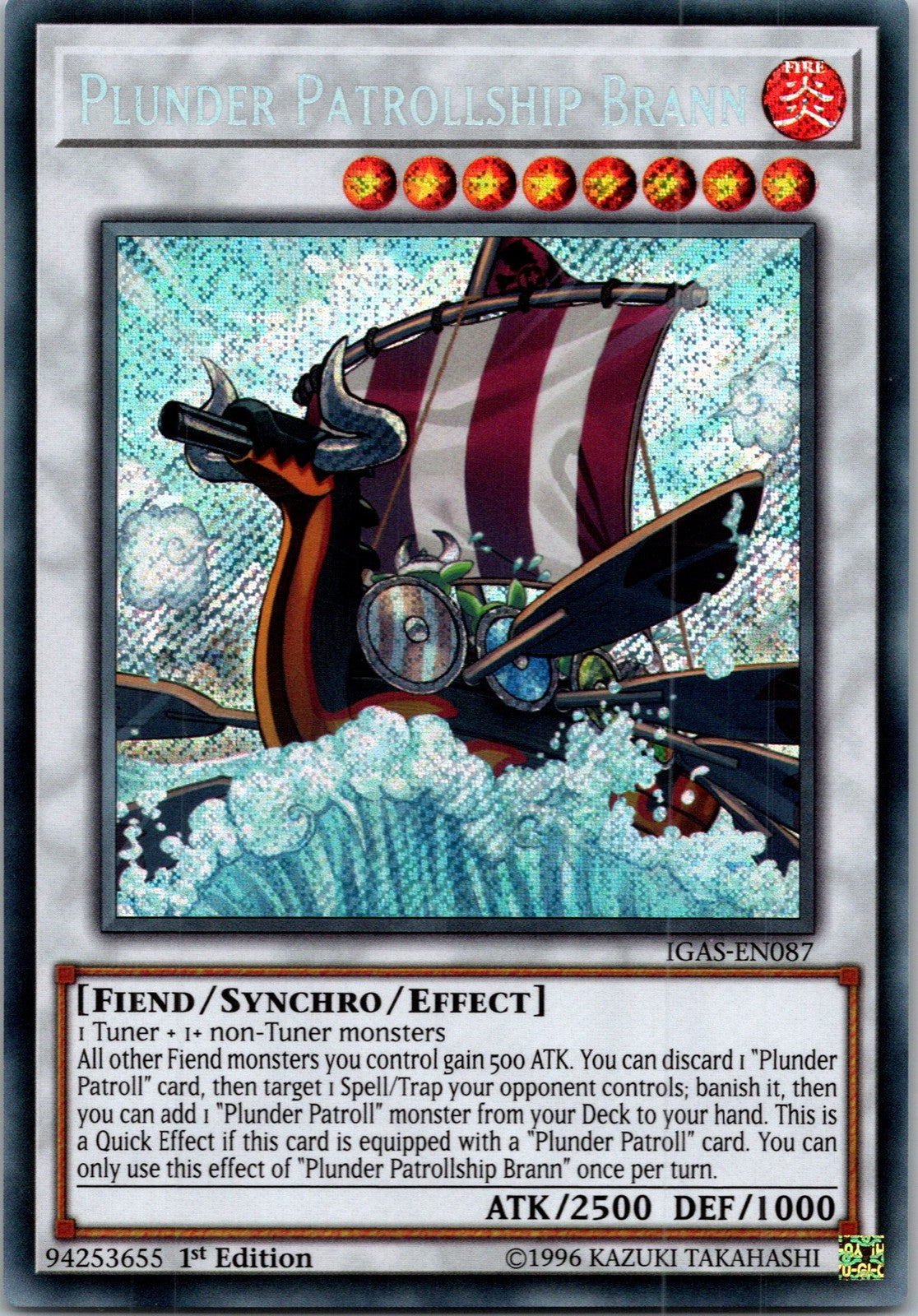 Yugioh Plunder Patrollship Brann IGAS-EN087 1st Edition Secret Rare NM