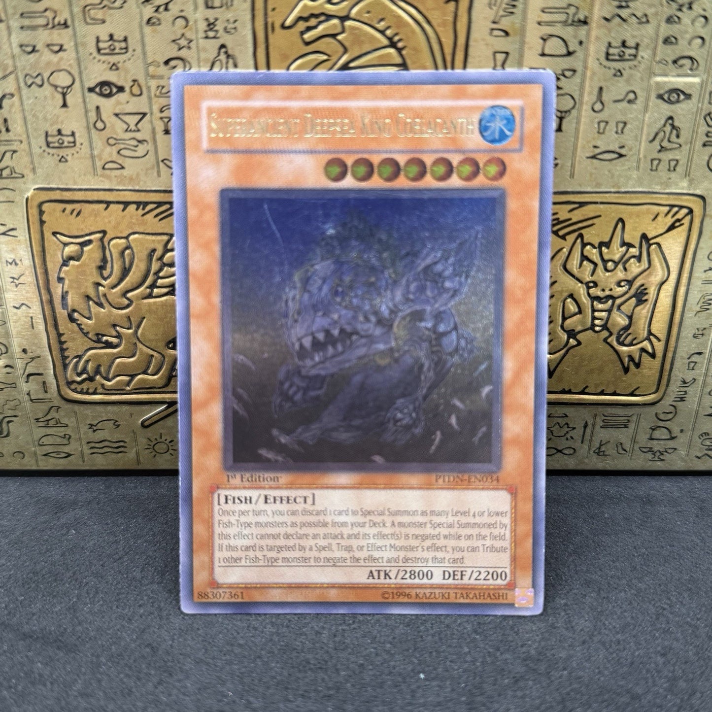 Yugioh Superancient Deepsea King Coelacanth PTDN-EN034 Ultimate Rare 1st Ed NM
